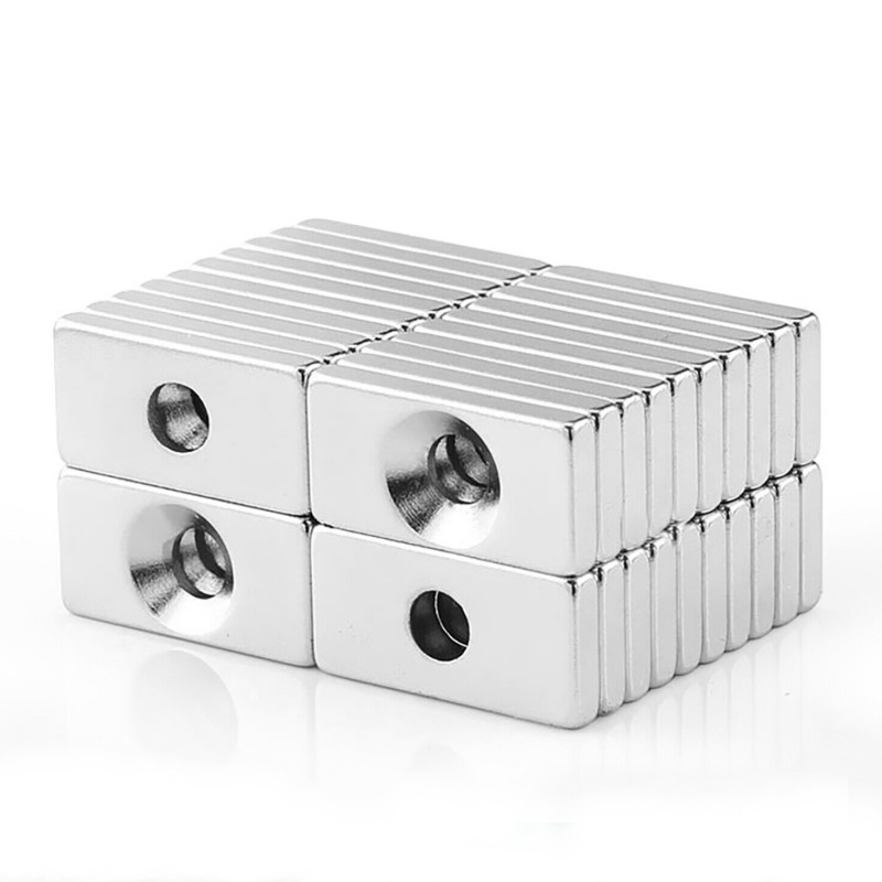 Rare Earth Rectangle Block Magnets With Countersunk Hole