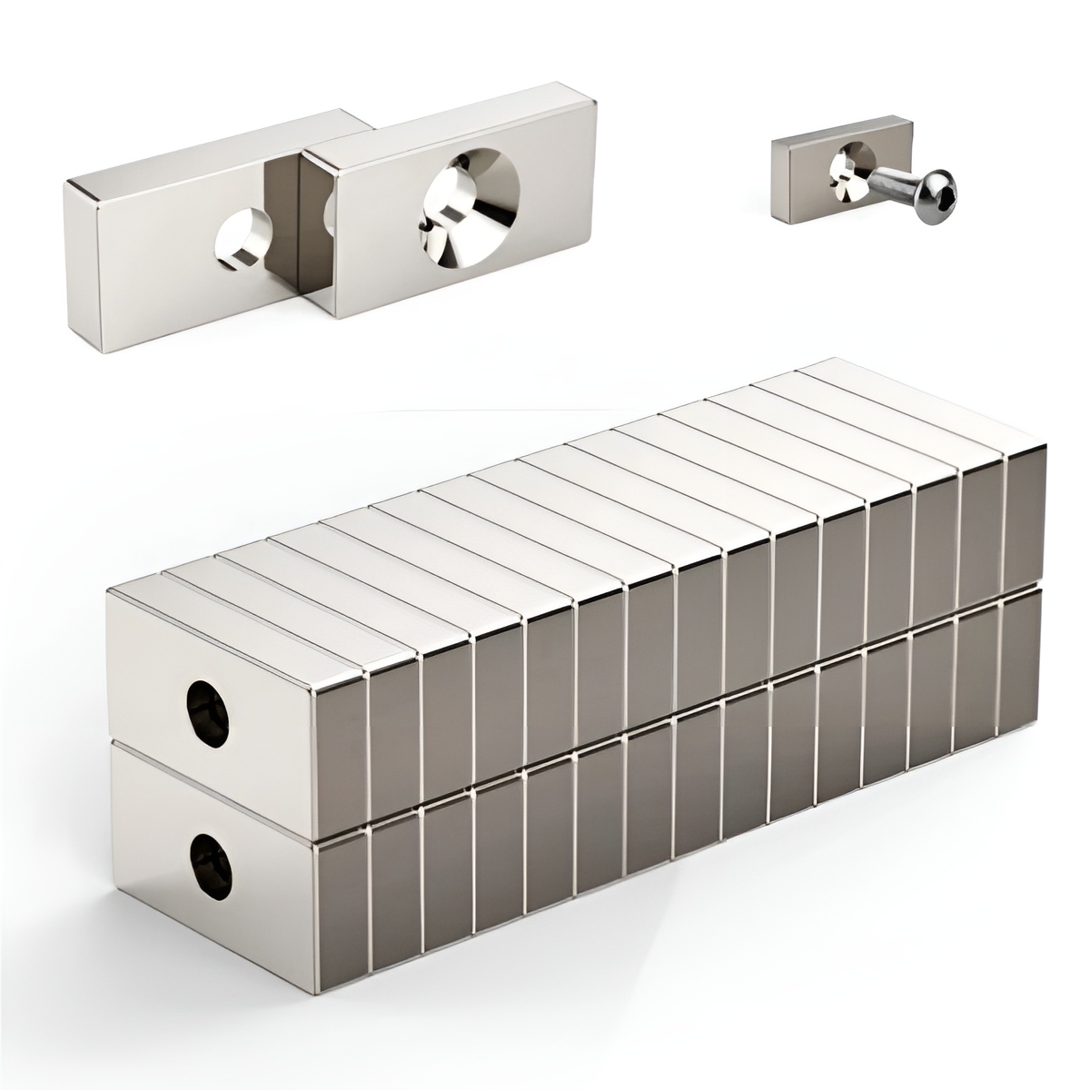 rectangular neodymium magnet with countersunk hole
