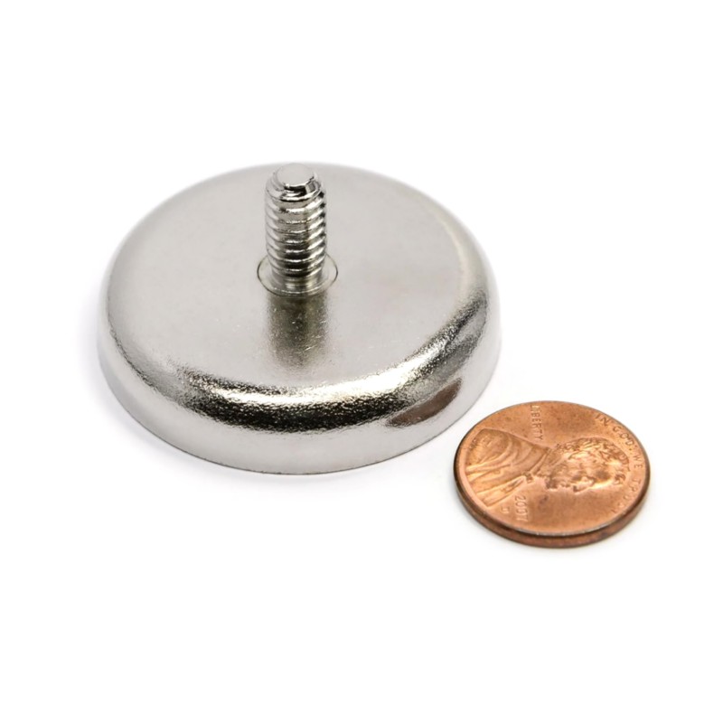 neodymium pot magnet with male threaded stud