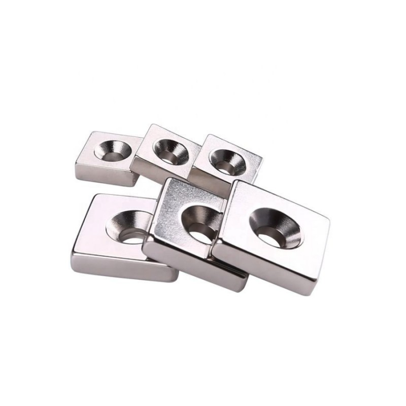 N52 Powerful Square Block Countersunk Hole Neodymium Magnets