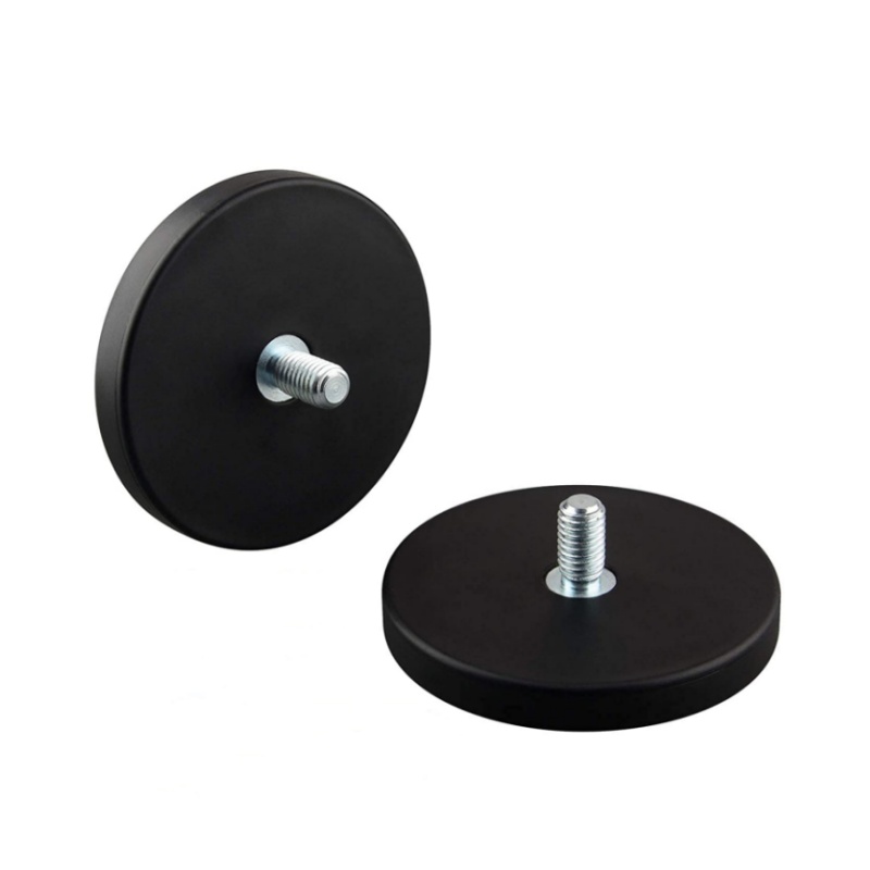 Strong Rubber Coated Neodymium Magnet With Male Thread Stud