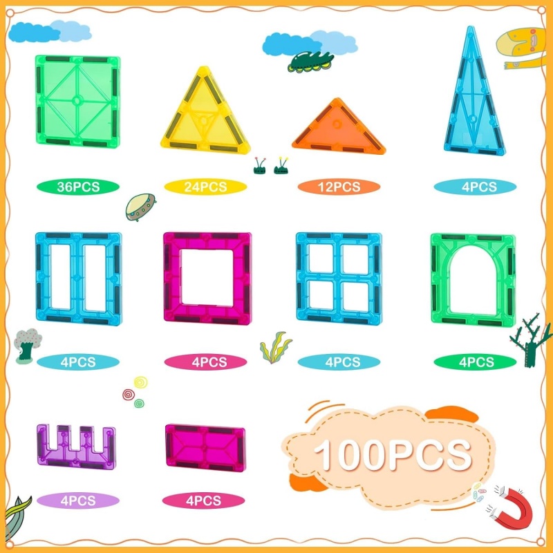 100pcs colorful magnetic tiles