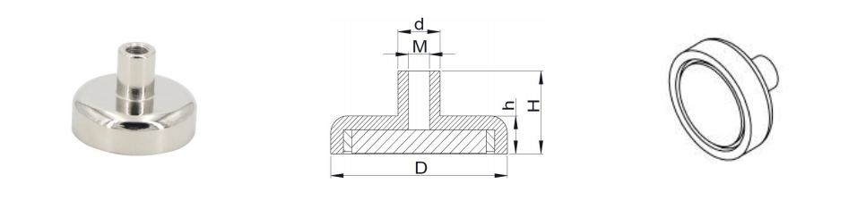 Pot magnet with female thread 