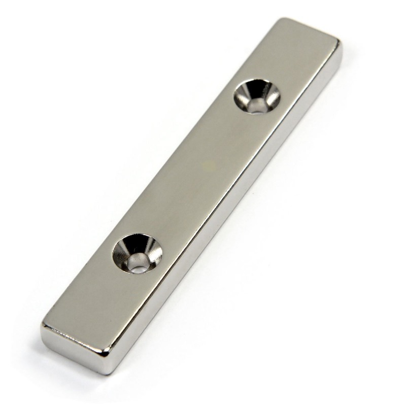 Rectangular Neodymium Magnet Bar With Two Screw Holes