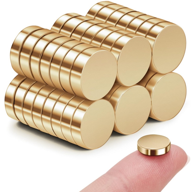 round gold coated permanent magnets