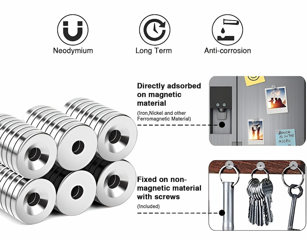 Permanent Rare Earth Disc Countersunk Hole Neodymium Magnets Factory