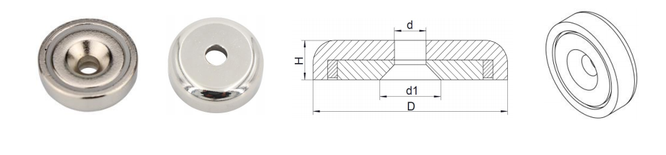 Heavy Duty Neodymium Cup Magnets For Wall Mounting