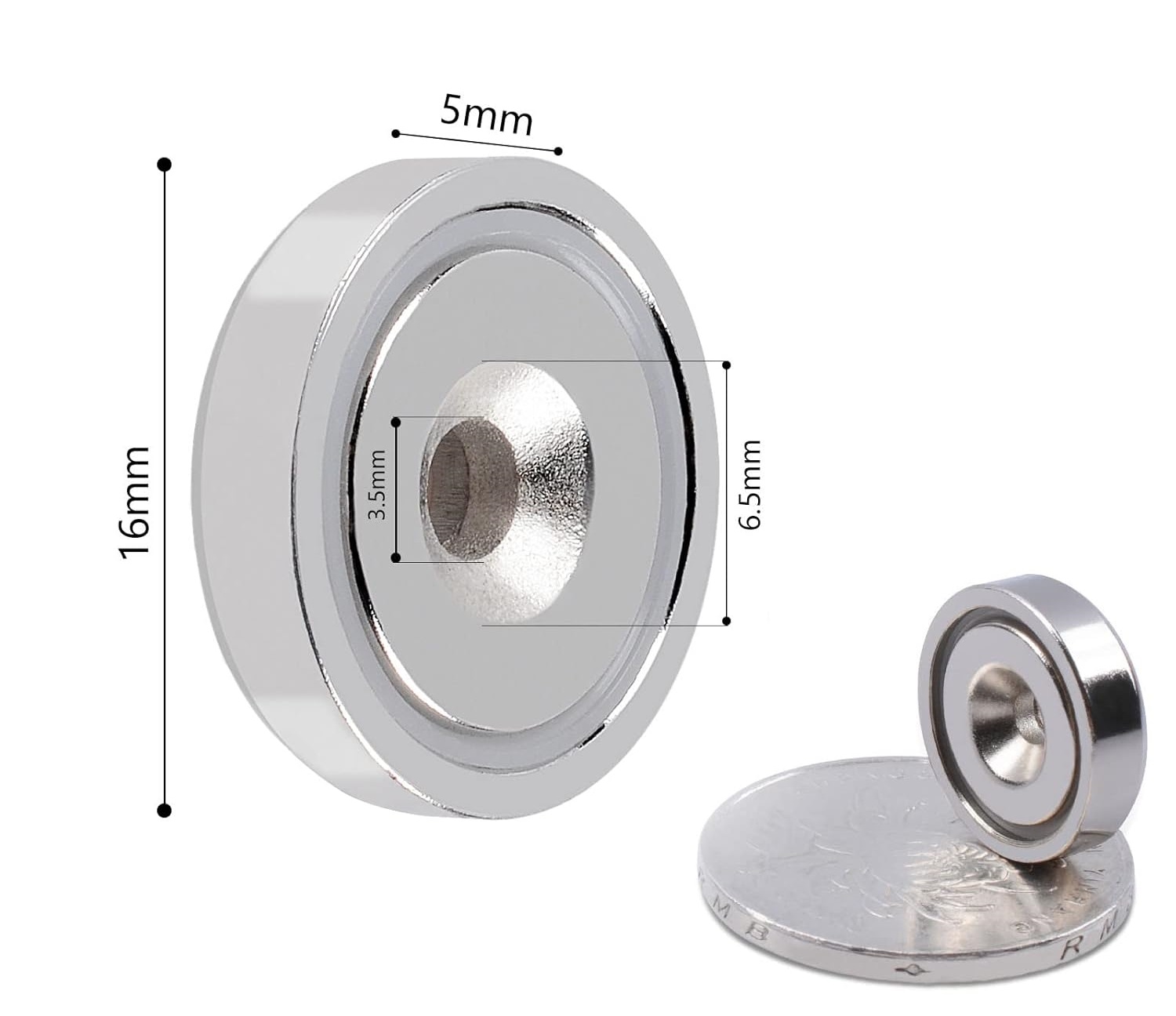 Strong Neodymium Round Base Countersunk Pot Magnet