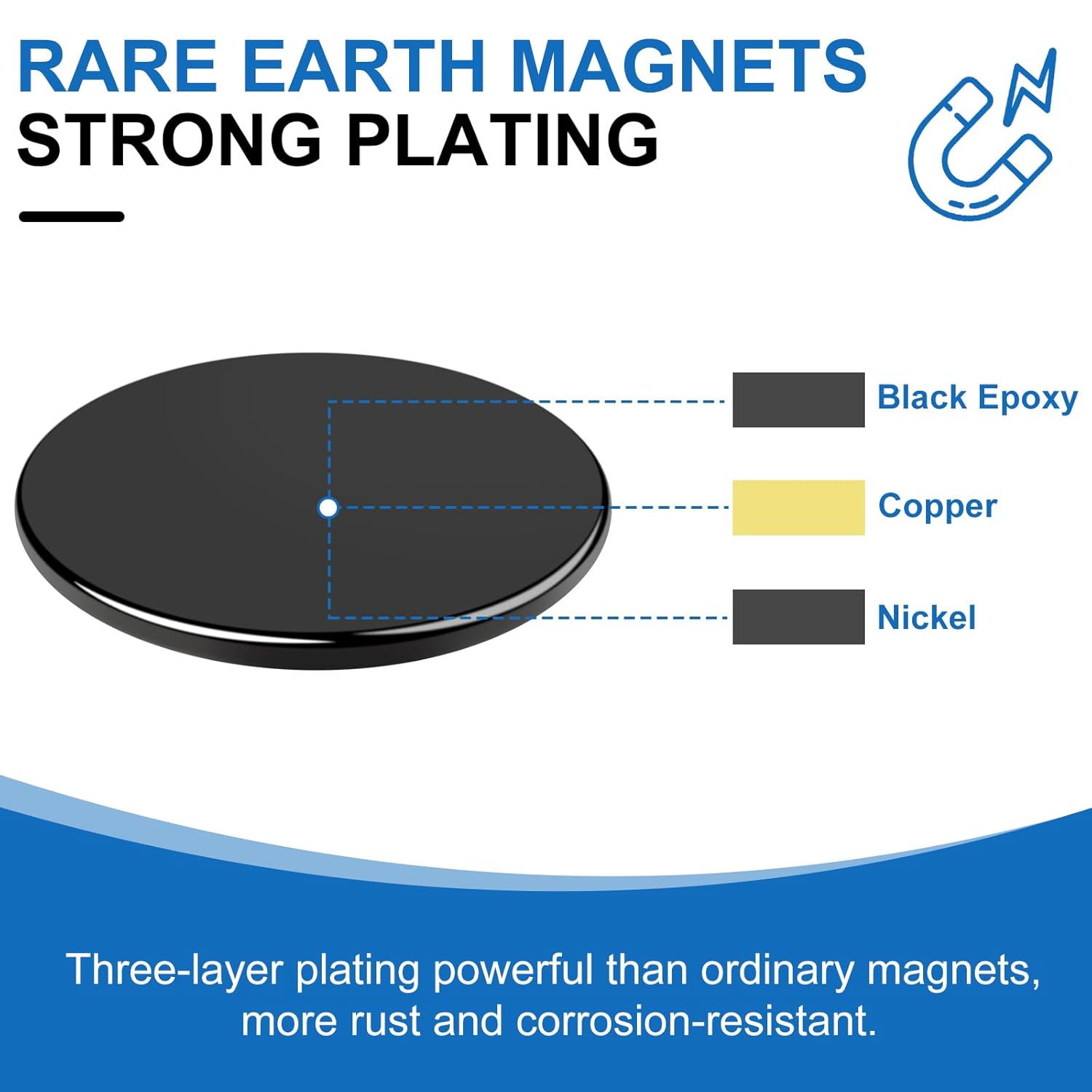 Epoxy coated waterproof adhesive disc magnet