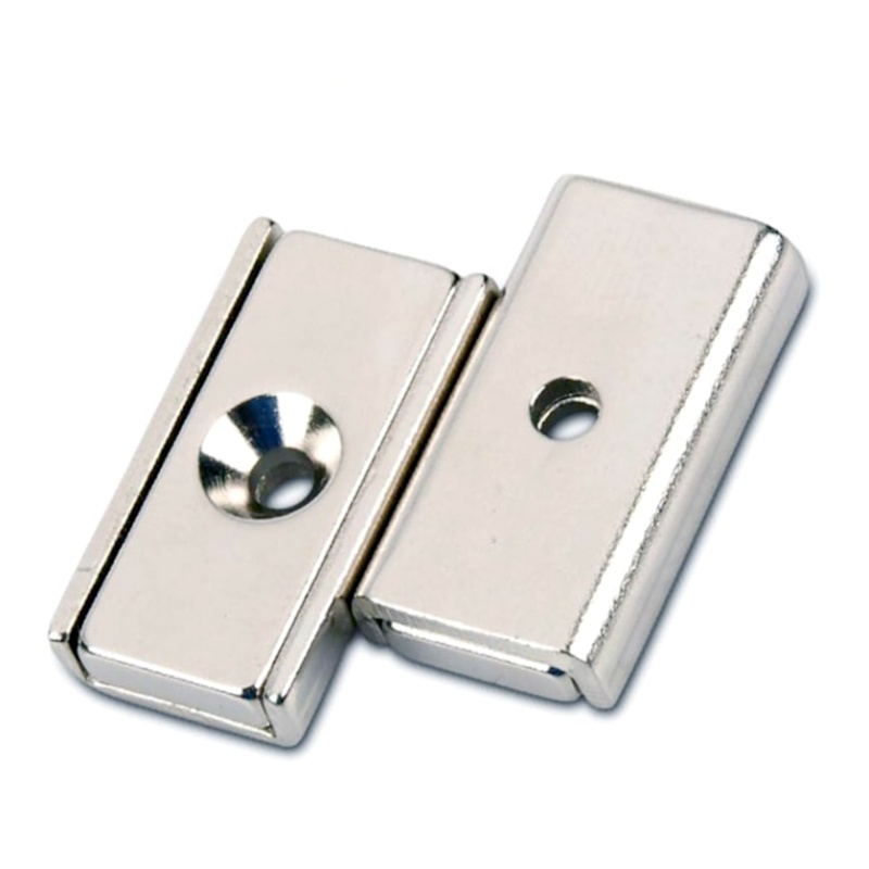 Extra Strong Rectangular Single Countersunk Neodymium Pot Magnets