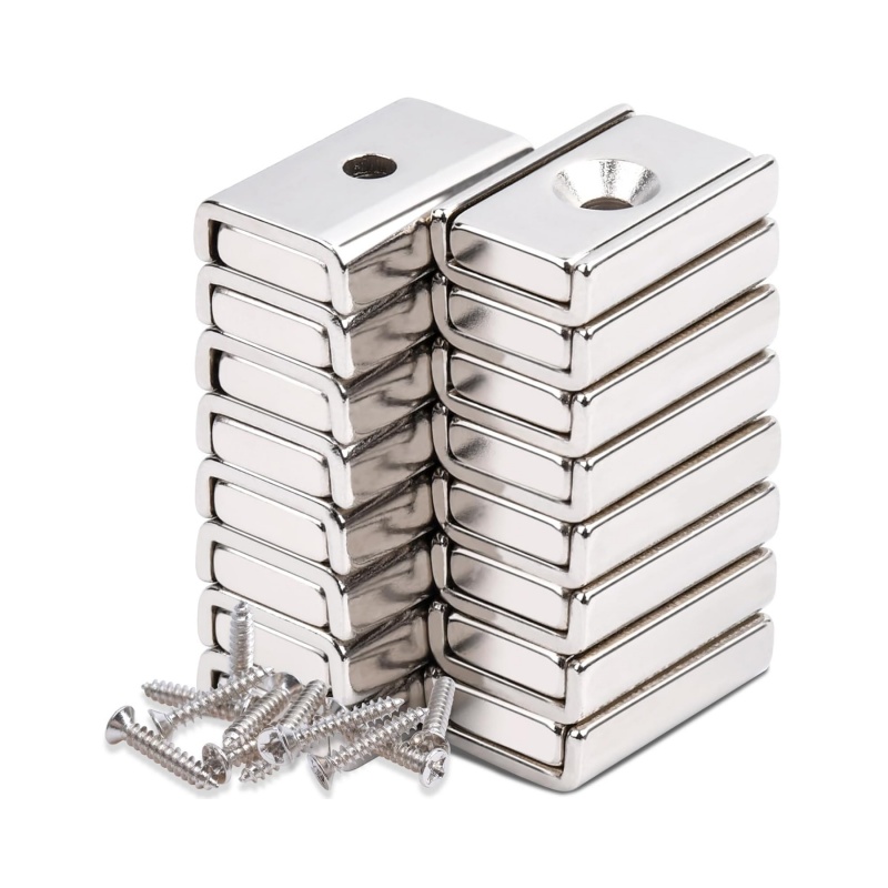 rectangular neodymium pot magnet with counter bore