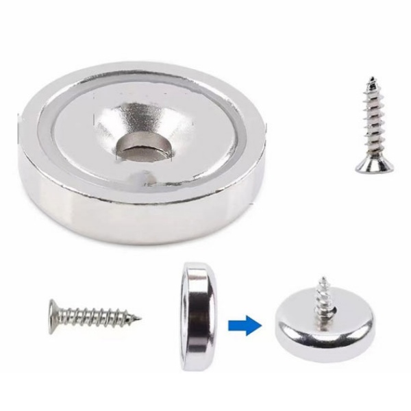 Pot magnets with counter bore and screw