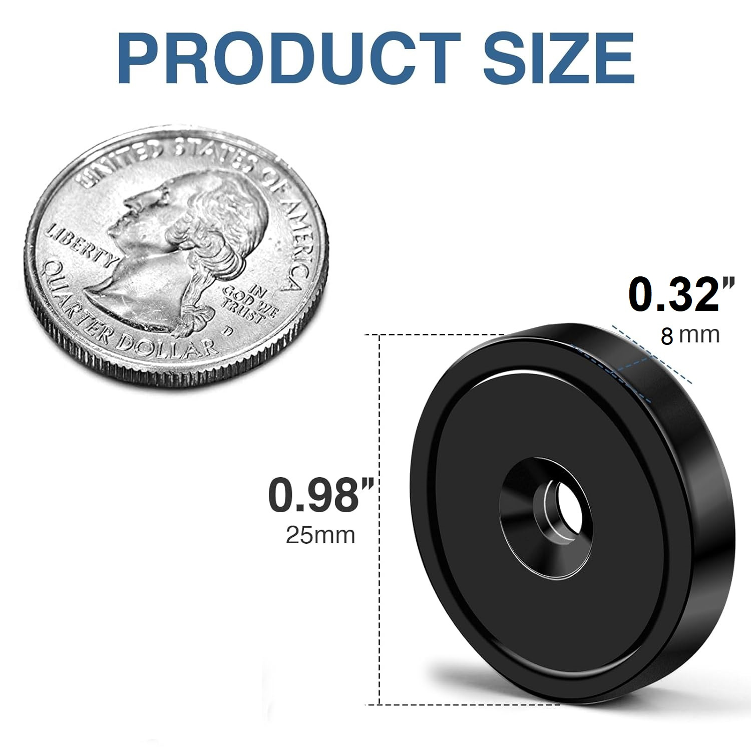 Custom Epoxy Countersunk Pot Magnets With Steel Capsule