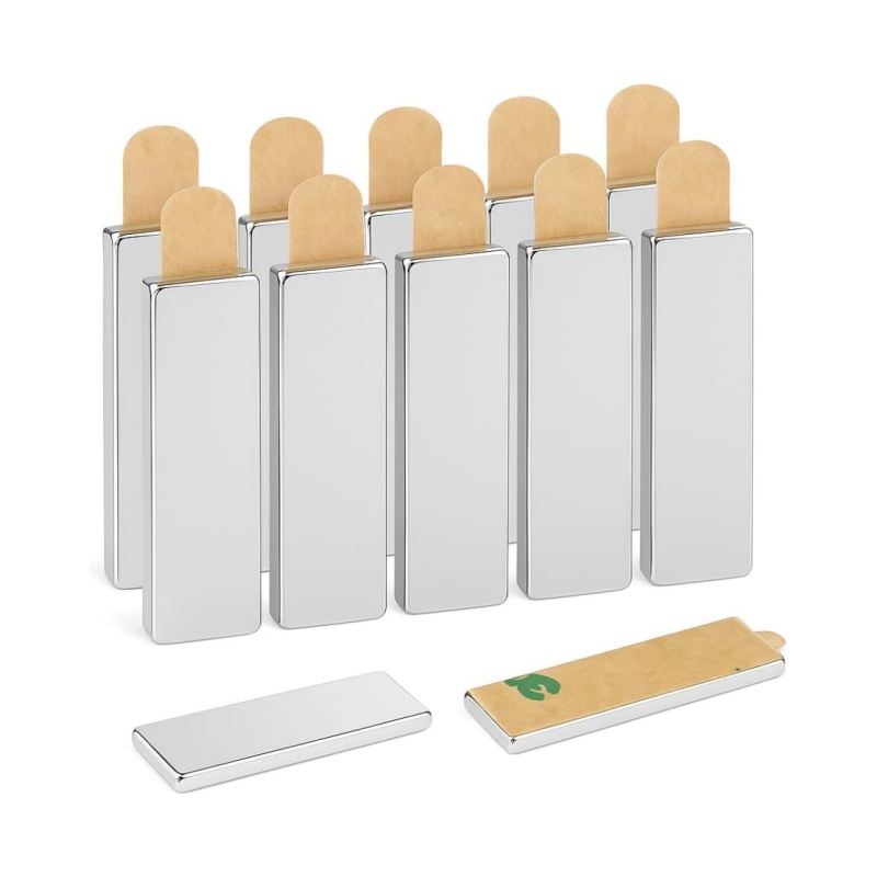 Nickel Plated Neodymium Block Magnets With Adhesive Backing