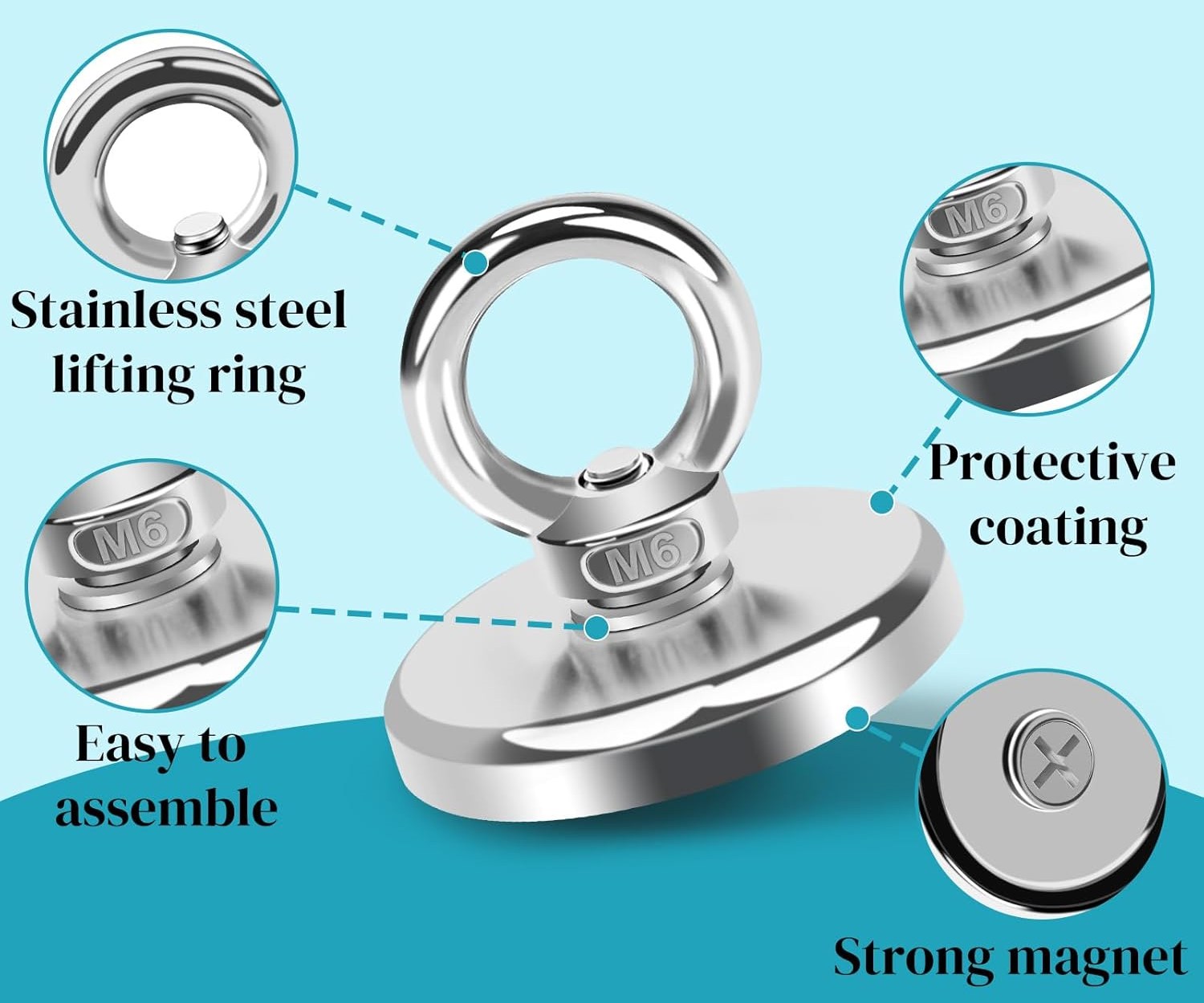 Fish magnets with stainless steel hook