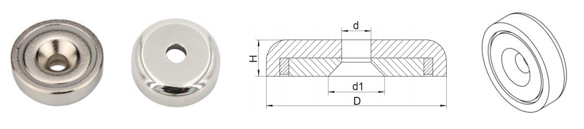 Custom Cup Magnet With Countersunk Hole For Wall Mounting Custom Cup Magnet With Countersunk Hole For Wall Mounting