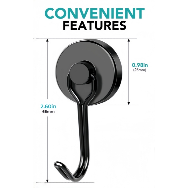 Black Magnetic Hooks with Metal Hanger for Hanging