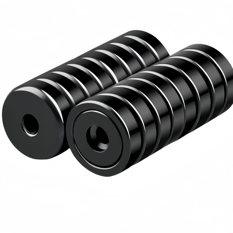 Black epoxy coated cup magnets