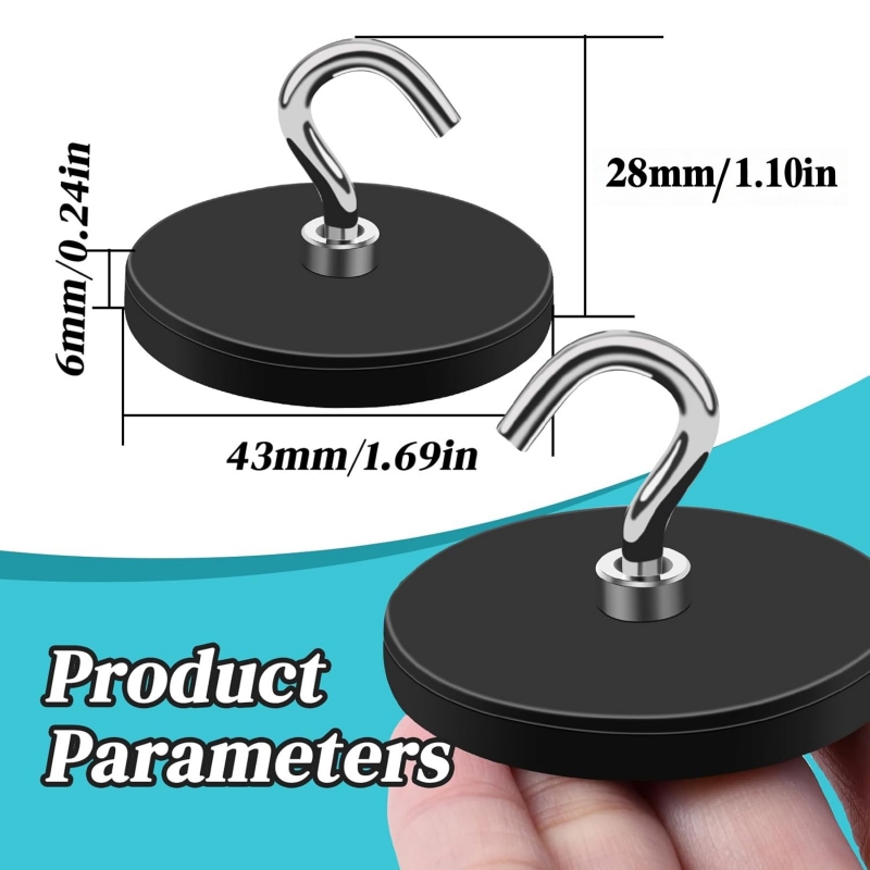 M4 Rubber Coated Strong Neodymium Magnet With Hook