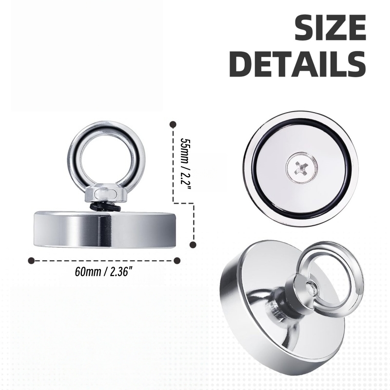 2.36inches Strong Magnet Fishing Kit With 65ft Rope