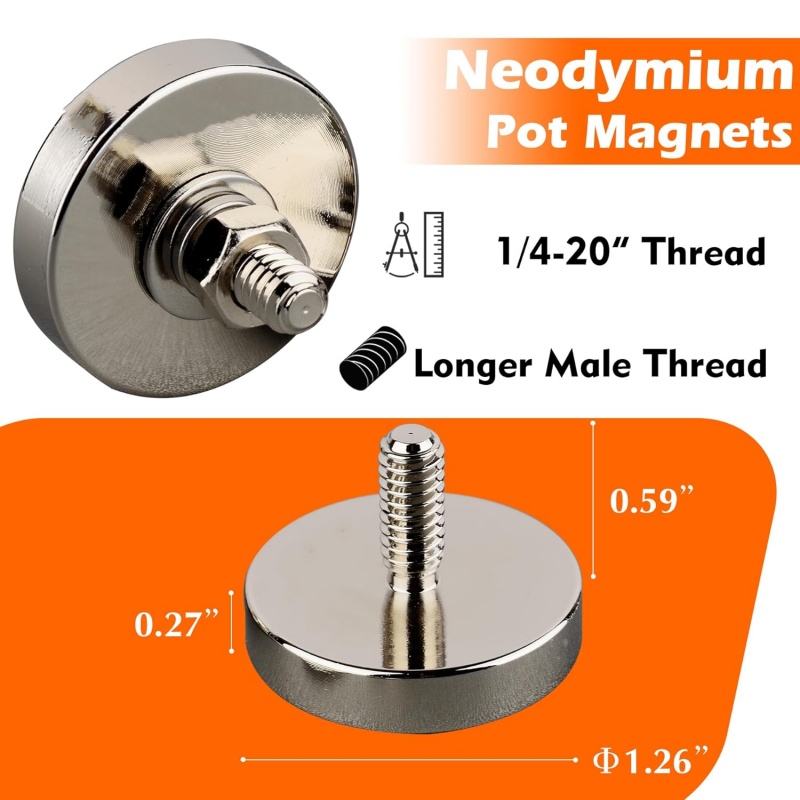 1.26inch non shattering neodymium pot magnet