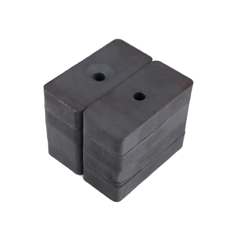 Hard Ferrite Ceramic Block Magnet With Countersunk Hole