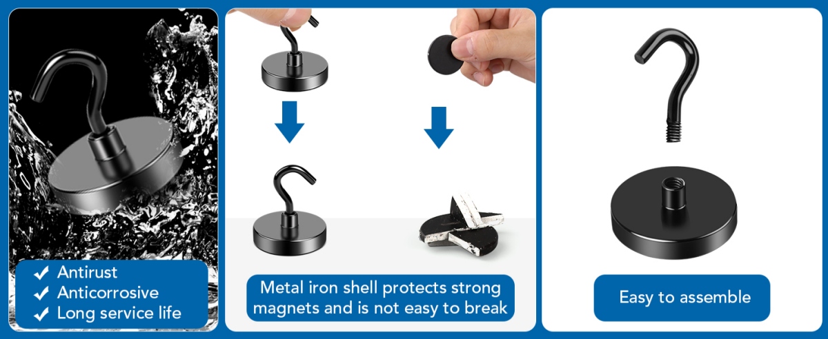 Dropship High Strength Removable Black Magnetic Hooks