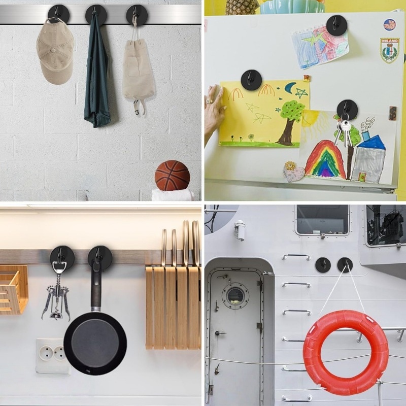 Multi purpose black magnetic hook
