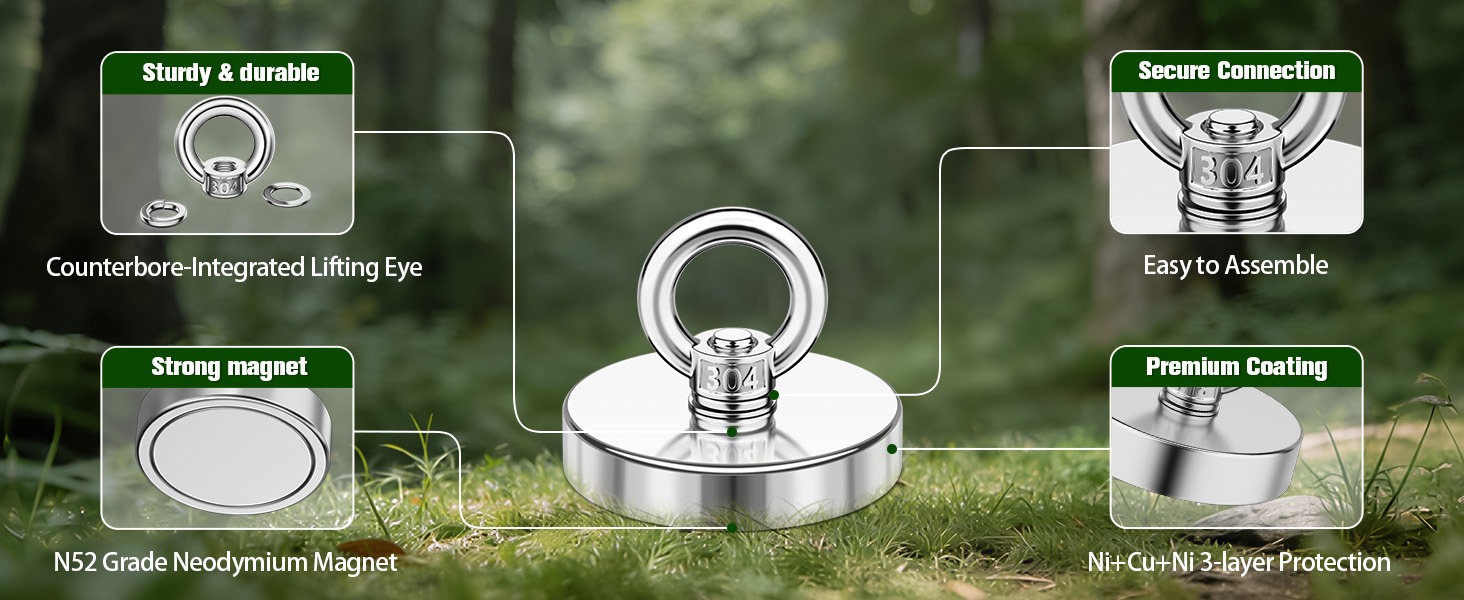 Durable 90mm round base fishing magnets