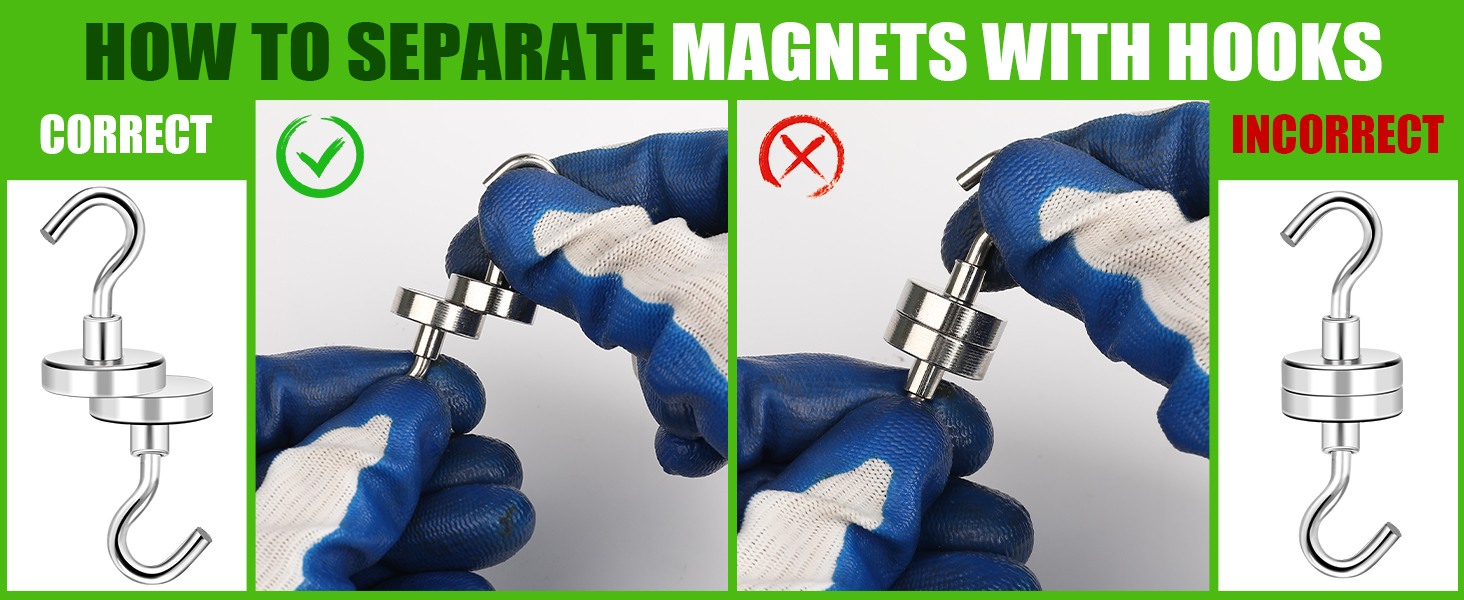 Smooth surface reusable magnetic hooks