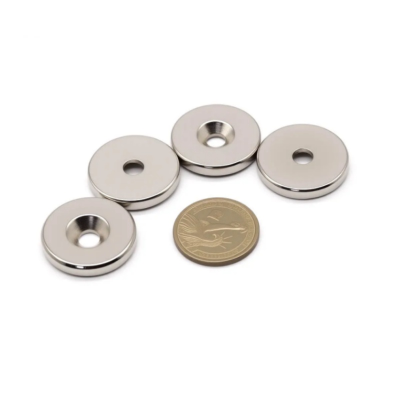 M4 Countersunk Hole Flat Round Sintered Neodymium Magnets