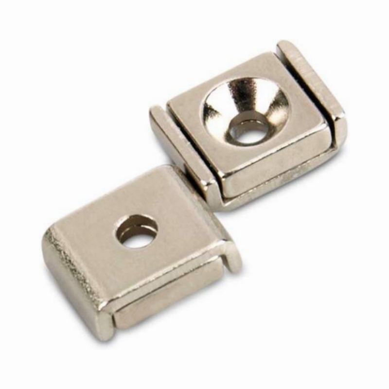 Small Rectangular Neodymium Pot Magnet With Single Counter Bore