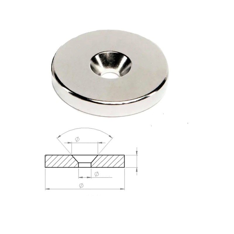 Custom Sizes Round Shape Neodymium Countersunk Magnets